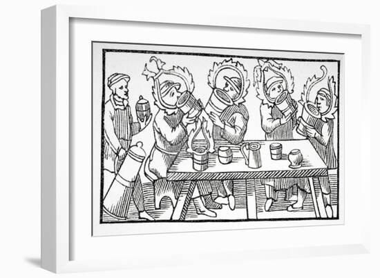 Men Drinking, Illustration from 'Historia De Gentibus Septentrionalibus' by Olaus Magnus…-null-Framed Giclee Print