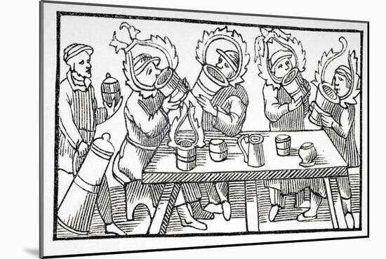 Men Drinking, Illustration from 'Historia De Gentibus Septentrionalibus' by Olaus Magnus…-null-Mounted Giclee Print