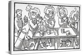 Men Drinking, Illustration from 'Historia De Gentibus Septentrionalibus' by Olaus Magnus…-null-Stretched Canvas