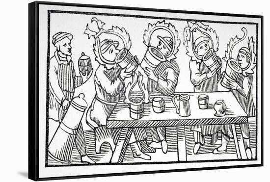 Men Drinking, Illustration from 'Historia De Gentibus Septentrionalibus' by Olaus Magnus…-null-Framed Stretched Canvas