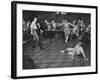 Men Duel W. Swords in a British Meeting House-null-Framed Photographic Print