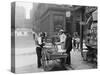 Men Eating Fresh Clams from a Pushcart Peddler in NYC's Italian Quarter-null-Stretched Canvas