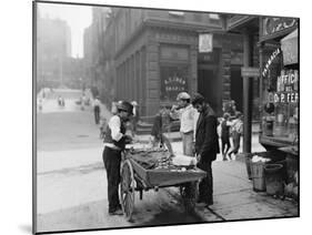 Men Eating Fresh Clams from a Pushcart Peddler in NYC's Italian Quarter-null-Mounted Photo