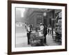 Men Eating Fresh Clams from a Pushcart Peddler in NYC's Italian Quarter-null-Framed Photo