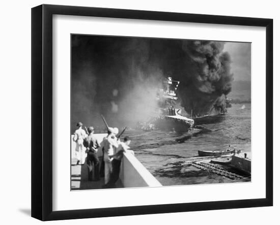 Men Escaping from Sinking U.S.S. California-null-Framed Photographic Print