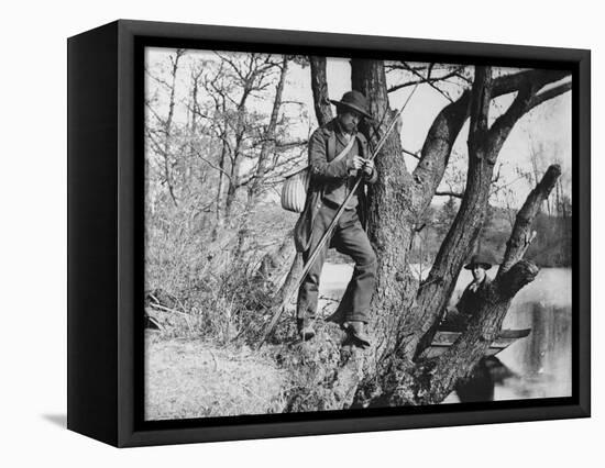 Men Fishing on a River-null-Framed Stretched Canvas