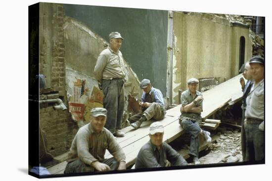 Men from Demolition Crew on Their Break in Story "The Wreckers"-Walker Evans-Stretched Canvas