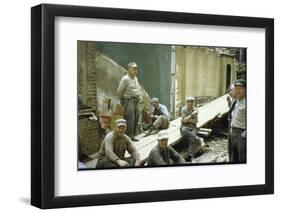 Men from Demolition Crew on Their Break in Story "The Wreckers"-Walker Evans-Framed Photographic Print