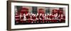 Men from the London Santa School, Dressed in Christmas Outfits, Pose by Telephone Boxes in London-null-Framed Photographic Print