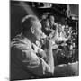 Men Gathered Around For Their Weekly Meeting Indulging in Glasses of Beer-Frank Scherschel-Mounted Photographic Print