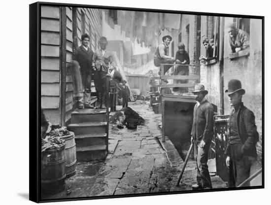 Men Gathered in Bandit's Roost-Jacob August Riis-Framed Stretched Canvas