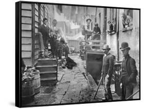 Men Gathered in Bandit's Roost-Jacob August Riis-Framed Stretched Canvas