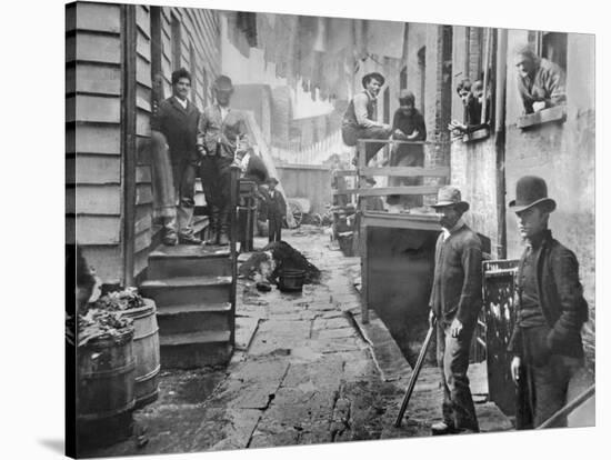 Men Gathered in Bandit's Roost-Jacob August Riis-Stretched Canvas