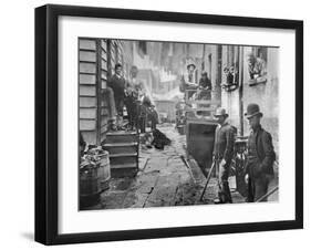 Men Gathered in Bandit's Roost-Jacob August Riis-Framed Photographic Print