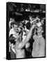 Men Having a Beer Drinking Contest at the Company Picnic-Allan Grant-Framed Stretched Canvas