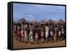 Men Hold Hands Forming a Circle Within Which the Women Dance in the Karo Village of Duss,Ethiopia-John Warburton-lee-Framed Stretched Canvas