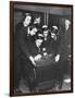 Men Huddled Around Telegraph Transmitter During Training by Federal Vocational Board-null-Framed Photographic Print