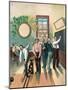 Men in Bowling Alley-null-Mounted Giclee Print