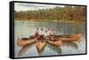 Men in Canoes, St. Paul, Minnesota-null-Framed Stretched Canvas