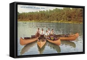 Men in Canoes, St. Paul, Minnesota-null-Framed Stretched Canvas