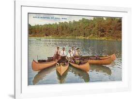 Men in Canoes, St. Paul, Minnesota-null-Framed Art Print