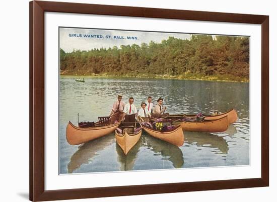 Men in Canoes, St. Paul, Minnesota-null-Framed Art Print