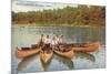 Men in Canoes, St. Paul, Minnesota-null-Mounted Art Print