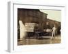 Men in Front of a Wells Fargo and Co Express Depot with Crates and Milk Cans, Missouri, 1916-Lewis Wickes Hine-Framed Photographic Print