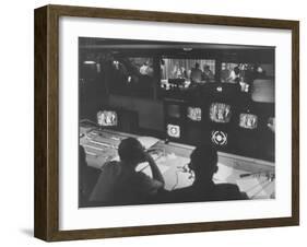 Men in the Control Room Watching the Ed Sullivan Television Show-Ralph Morse-Framed Photographic Print