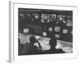 Men in the Control Room Watching the Ed Sullivan Television Show-Ralph Morse-Framed Photographic Print