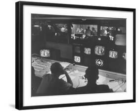 Men in the Control Room Watching the Ed Sullivan Television Show-Ralph Morse-Framed Photographic Print