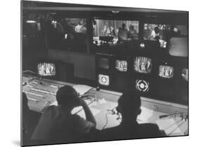 Men in the Control Room Watching the Ed Sullivan Television Show-Ralph Morse-Mounted Photographic Print