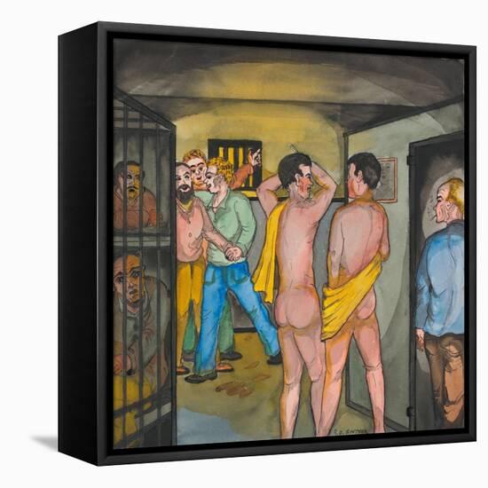 Men in the Seattle City Jail-Ronald Ginther-Framed Stretched Canvas