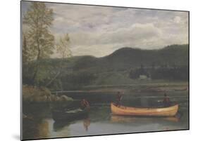Men in Two Canoes-Albert Bierstadt-Mounted Art Print