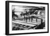 Men Laying out Plates in Steel Mill Photograph-Lantern Press-Framed Art Print