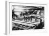 Men Laying out Plates in Steel Mill Photograph-Lantern Press-Framed Art Print