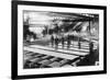 Men Laying out Plates in Steel Mill Photograph-Lantern Press-Framed Art Print