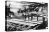 Men Laying out Plates in Steel Mill Photograph-Lantern Press-Stretched Canvas