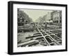 Men Laying Tramlines at a Junction, Whitechapel High Street, London, 1929-null-Framed Premium Photographic Print