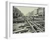 Men Laying Tramlines at a Junction, Whitechapel High Street, London, 1929-null-Framed Premium Photographic Print