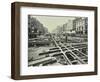Men Laying Tramlines at a Junction, Whitechapel High Street, London, 1929-null-Framed Photographic Print
