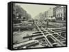 Men Laying Tramlines at a Junction, Whitechapel High Street, London, 1929-null-Framed Stretched Canvas