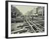 Men Laying Tramlines at a Junction, Whitechapel High Street, London, 1929-null-Framed Photographic Print