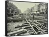 Men Laying Tramlines at a Junction, Whitechapel High Street, London, 1929-null-Framed Stretched Canvas