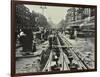 Men Laying Tramlines in the Middle of the Road, Whitechapel High Street, London, 1929-null-Framed Photographic Print