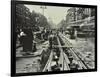 Men Laying Tramlines in the Middle of the Road, Whitechapel High Street, London, 1929-null-Framed Photographic Print