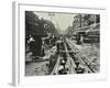 Men Laying Tramlines in the Middle of the Road, Whitechapel High Street, London, 1929-null-Framed Photographic Print