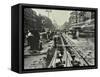 Men Laying Tramlines in the Middle of the Road, Whitechapel High Street, London, 1929-null-Framed Stretched Canvas