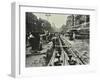 Men Laying Tramlines in the Middle of the Road, Whitechapel High Street, London, 1929-null-Framed Photographic Print