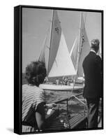 Men Lining their Sailboats Up at the Start Line at the Seawanhaka Yacht Club-Nina Leen-Framed Stretched Canvas